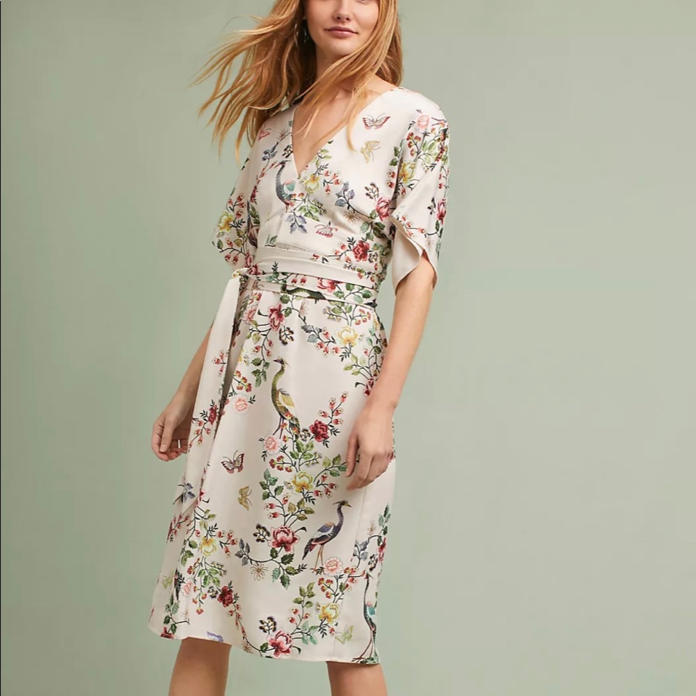 Anthropologie Kimono Floral Midi Dress
